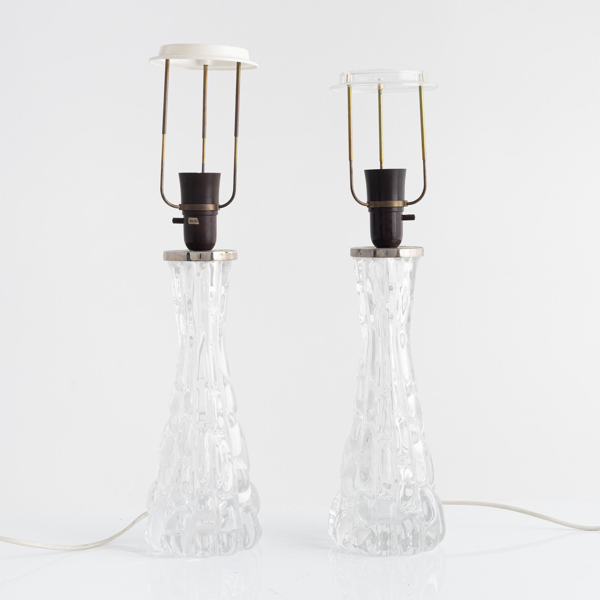 Carl Fagerlund, a pair of Orrefors Glass Table Lights.