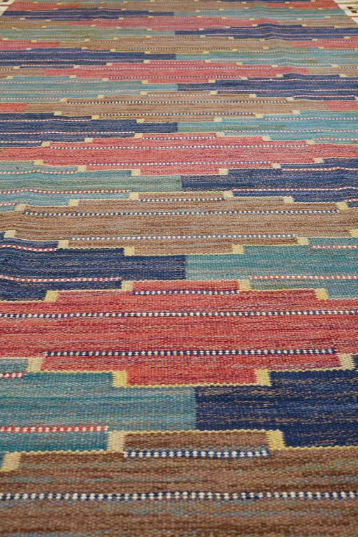 Märta Måås-Fjetterström, a carpet, "Blå heden", flat weave, ca 424-426 x 200,5-203 cm, signed AB MMF.