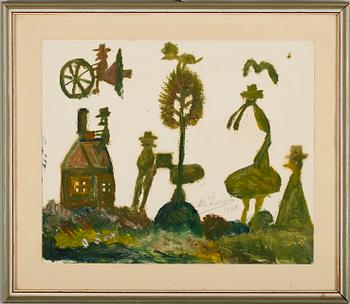 NILS "BJÖRNJÄGARN" RUNDGREN, gouache, sign och dat 1967.