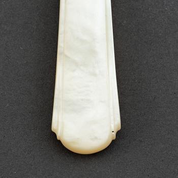 Atkin Brothers, 18+16 silver and mother of pearl cutlery, Sheffield, 1853, swedish import mark.