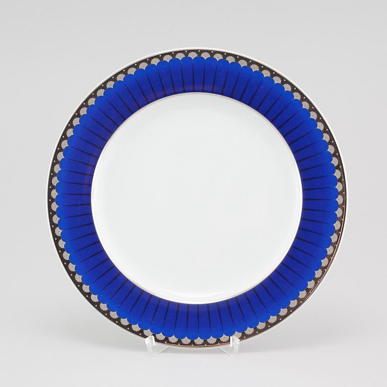 41 pieces of porcelain tableware, model "Christineholm" or "Marianne Royal Blue", 21th century.