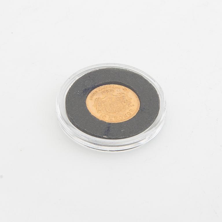 Guldmynt Sverige, Oscar II 10 kr, 1894.