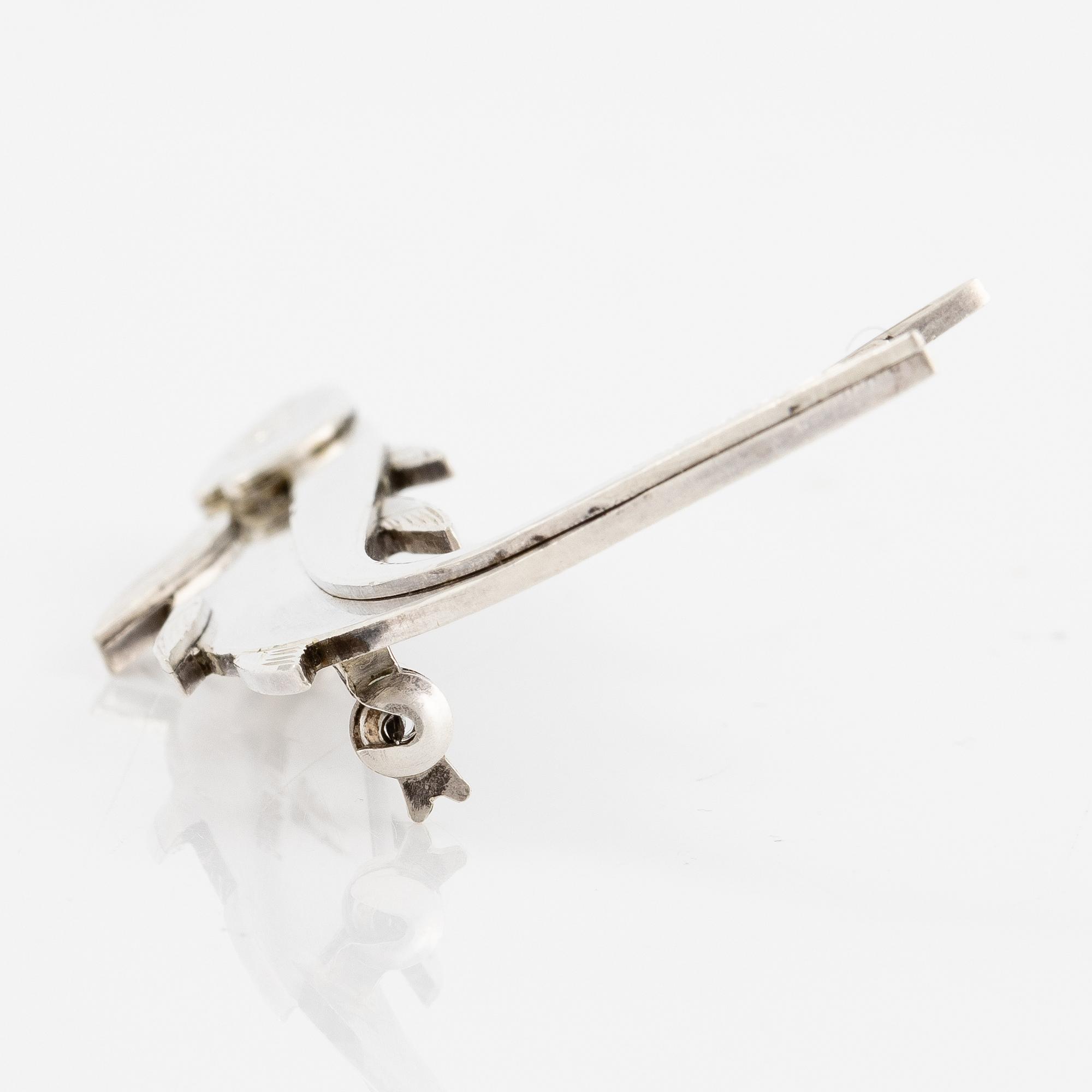 Wiwen Nilsson, a brooch, in the shape of a fish, silver, Lund 1961.