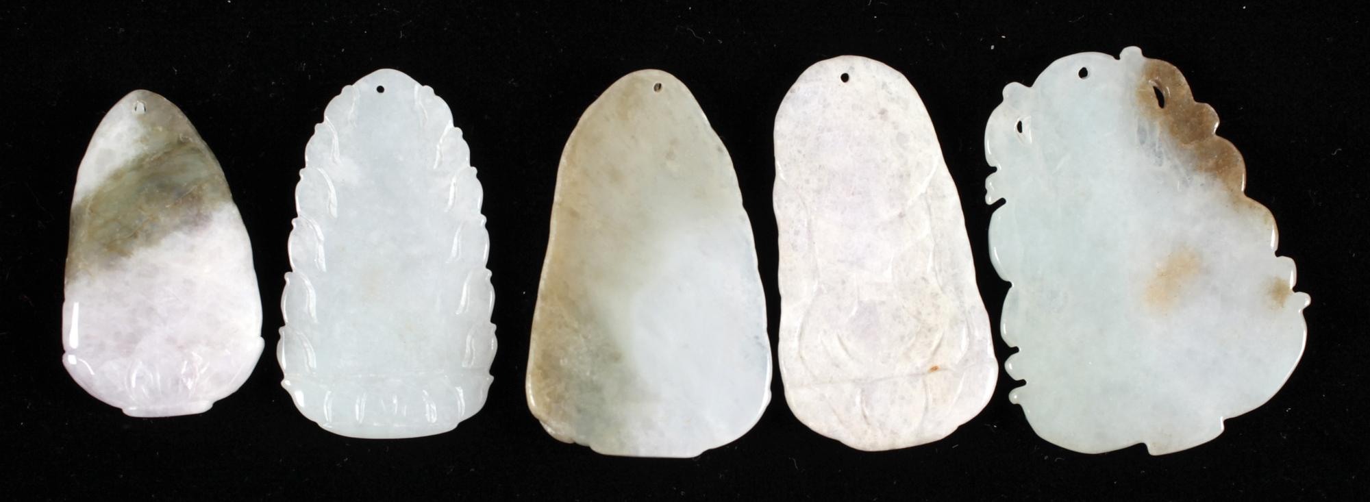 AMULETTER, 5 st, jadeit, Kina, 1800-tal.