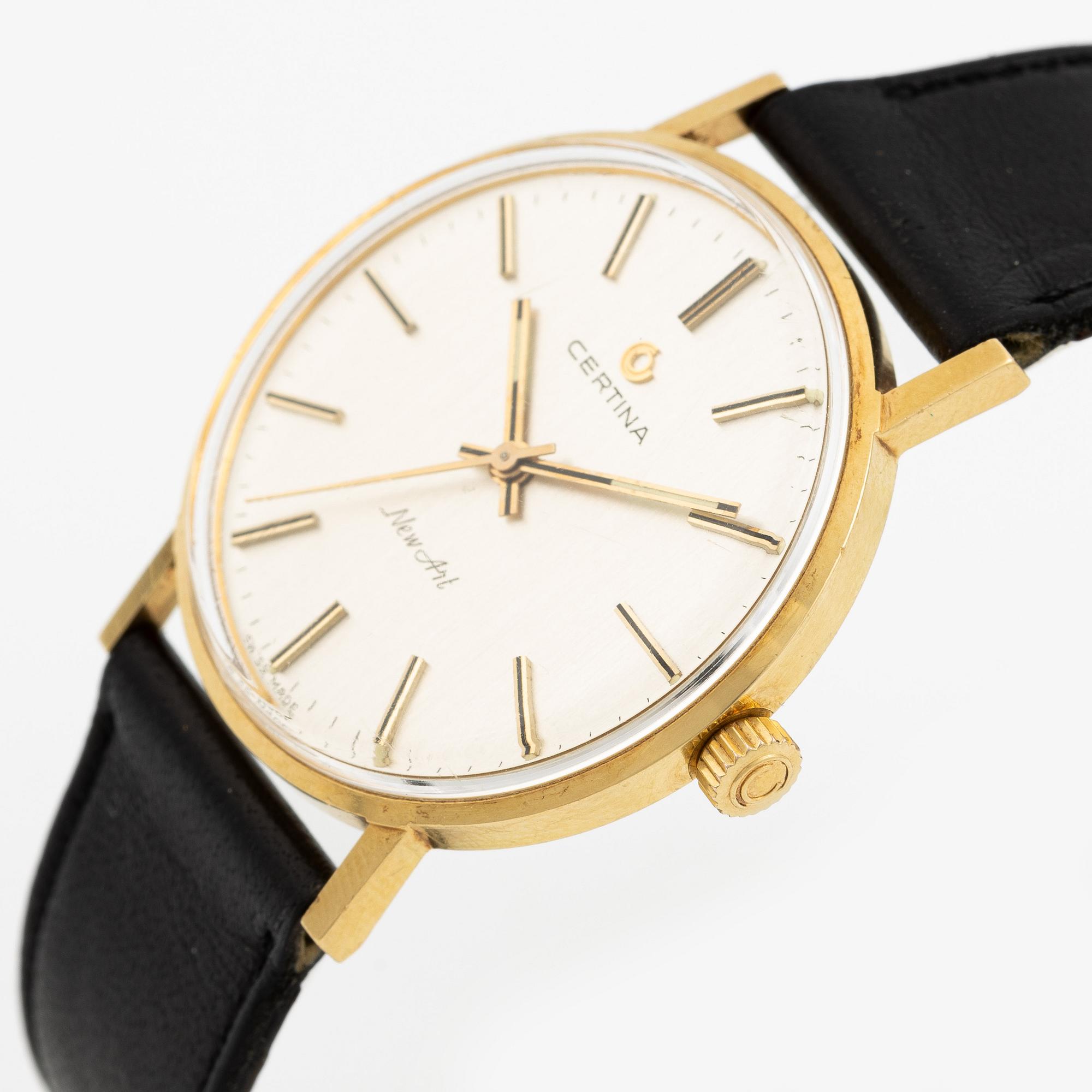 Certina, New Art, 18K gold, wristwatch, 33.5 mm.