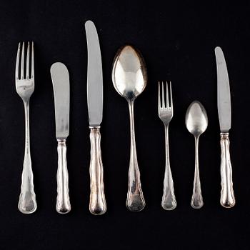 A set of silver flatware of 76 pcs "Chippendale" by C.G Hallberg, mid 20th century.