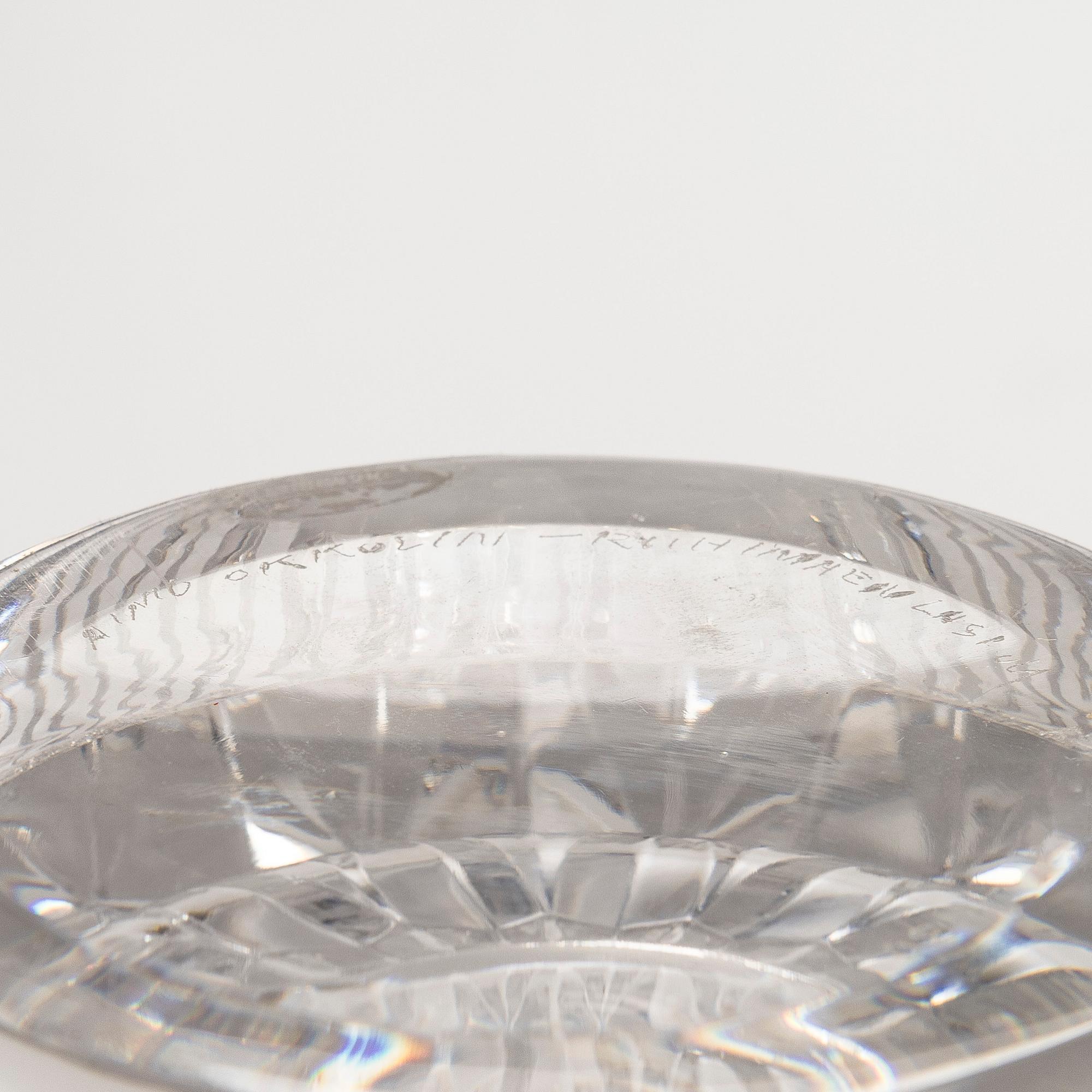 Aimo Okkolin, A 'Crown' crystal bowl signed Aimo Okkolin for Riihimäen Lasi Oy, Finland.