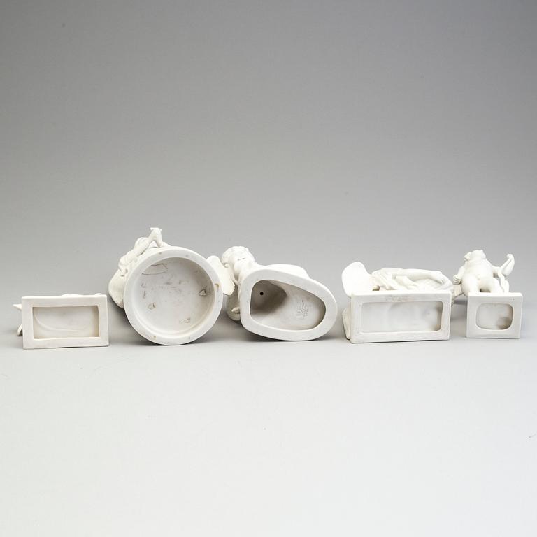 FIVE PARIAN FIGURES, Gustafsberg, early 20th century.