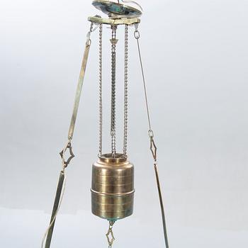 A Jugend brass ceiling lamp.