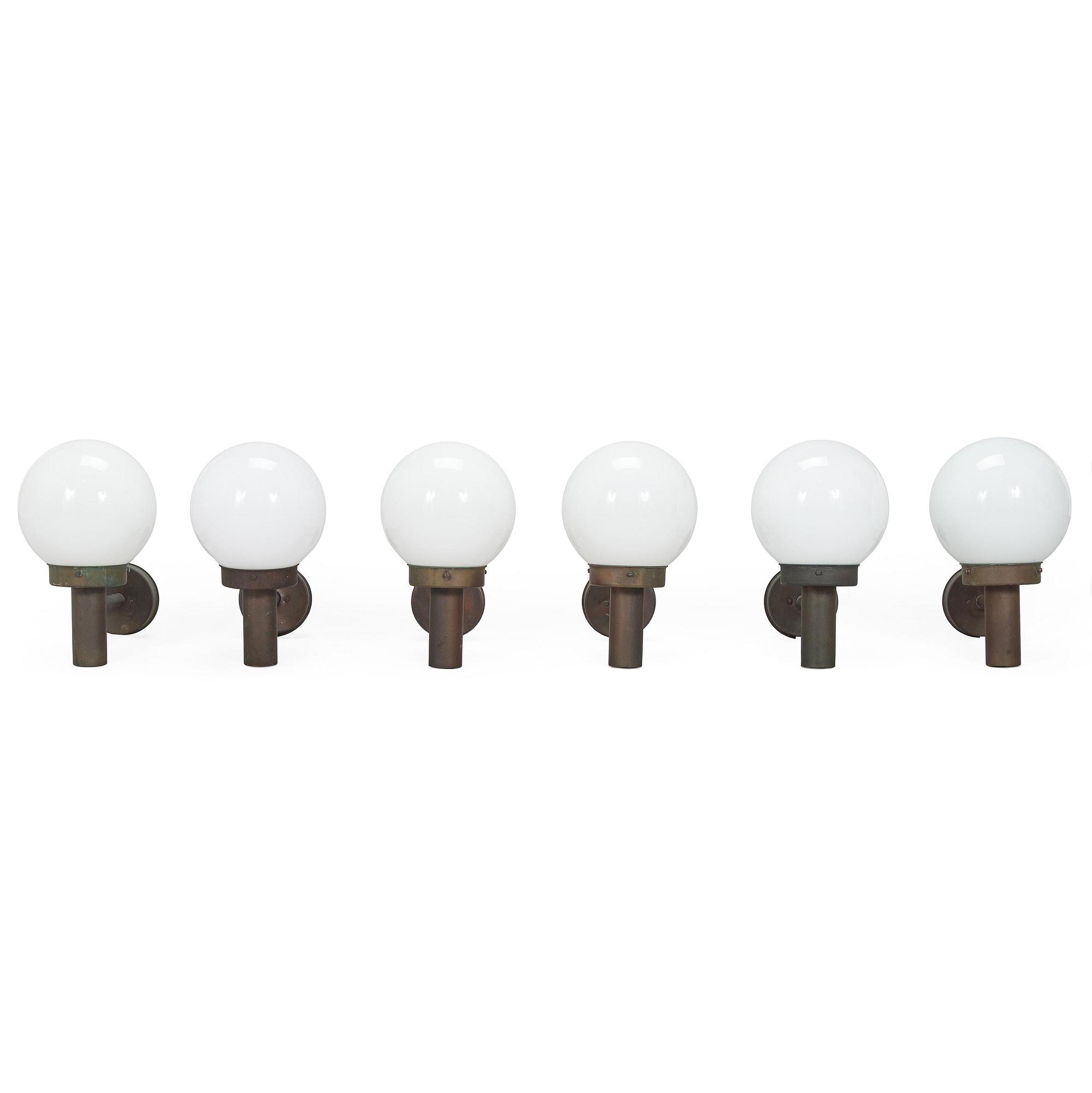 Lisa Johansson-Pape, A set of six of 1970s outdoor wall lights '140-015' for Stockmann Orno.