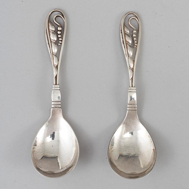 GEORG JENSEN, skedar, ett par, silver, 1900-talets mitt.