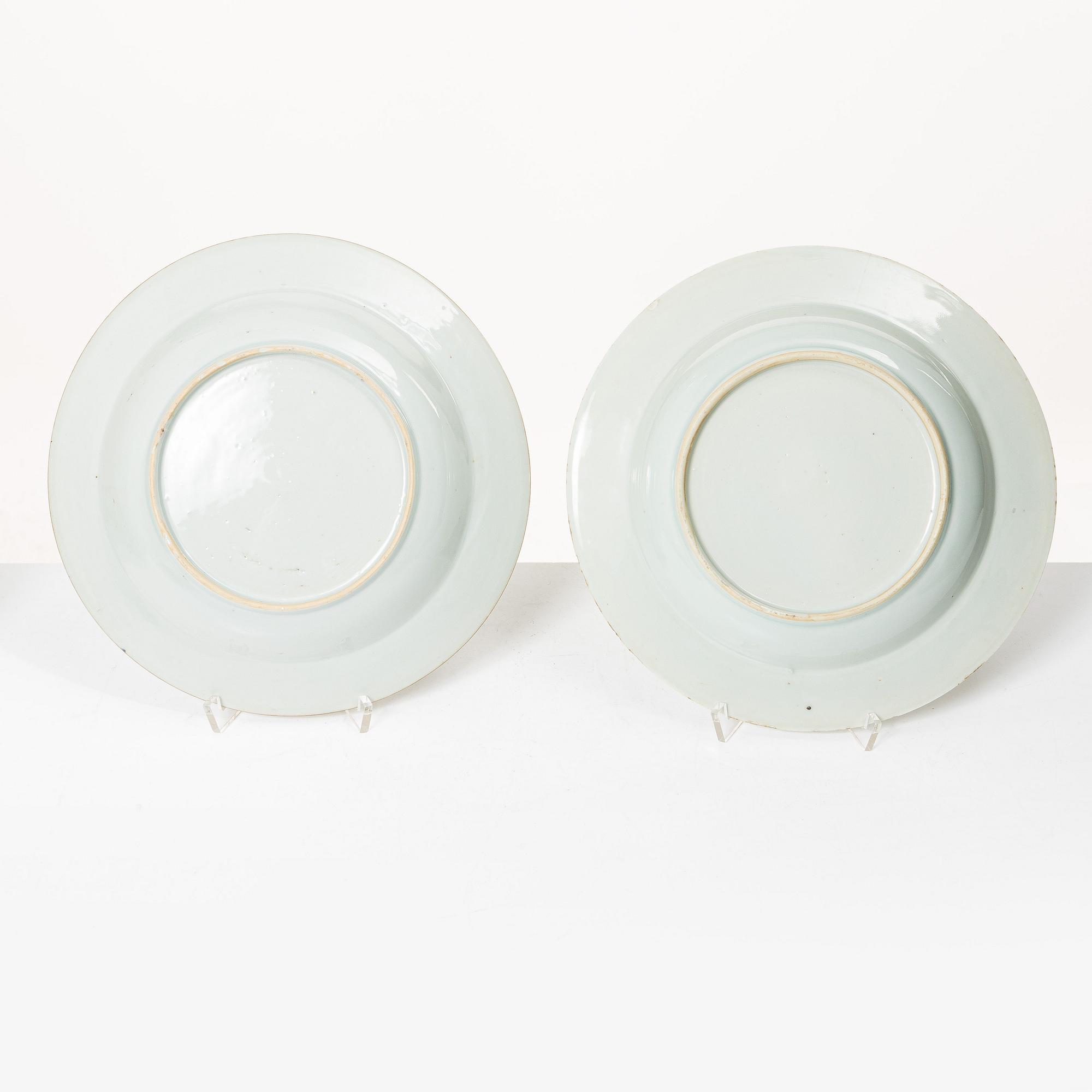 Twelve Famille Rose export porcelain plates, China, yongzheng (1722-35) & Qianlong (1736-95).