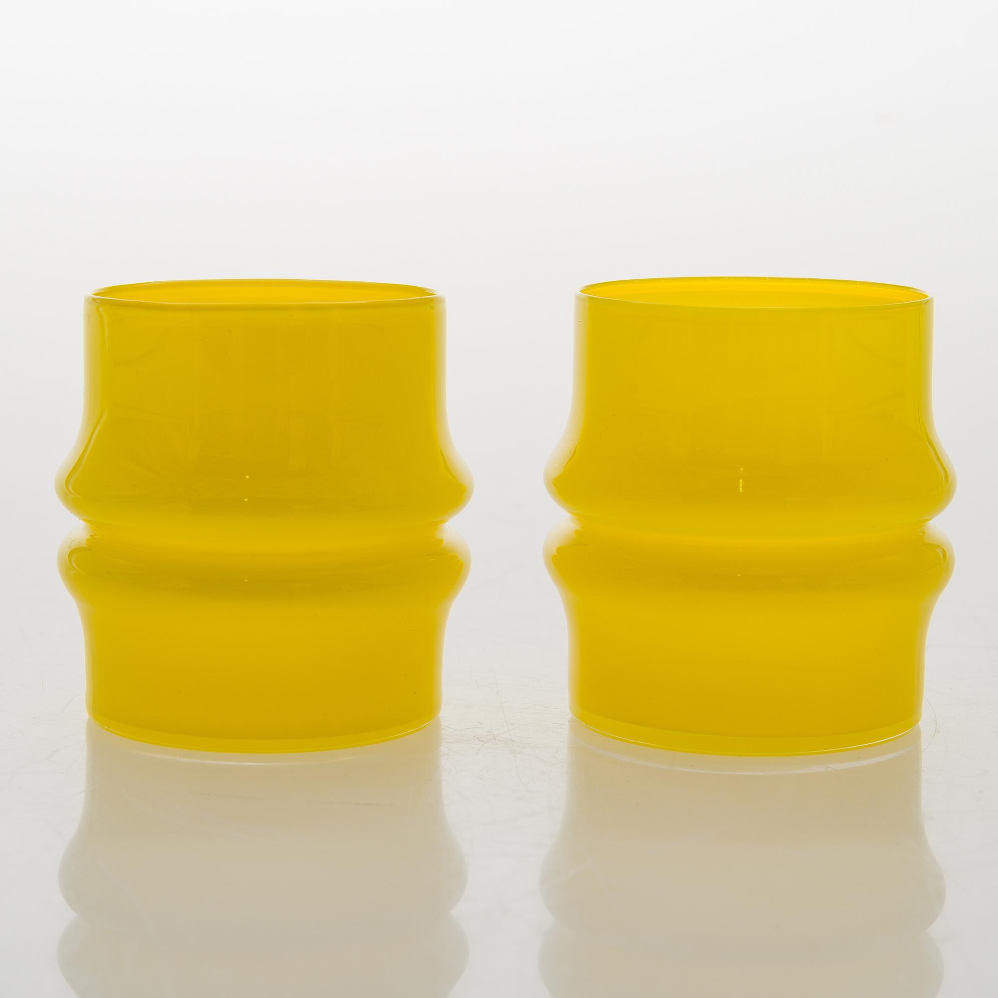 TIMO SARPANEVA, Set of eight 1960's 'Flame stripe' drinking glasses from Heal's series for Iittala.