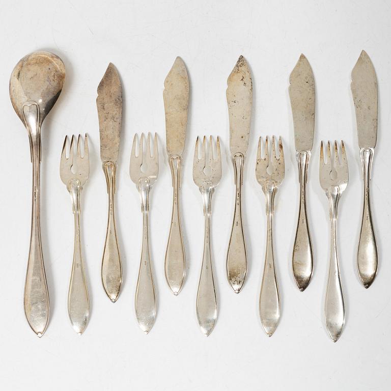 Cutlery, 11 pieces, silver, “Svensk spets”, including E Möller, Malmö, 1918.