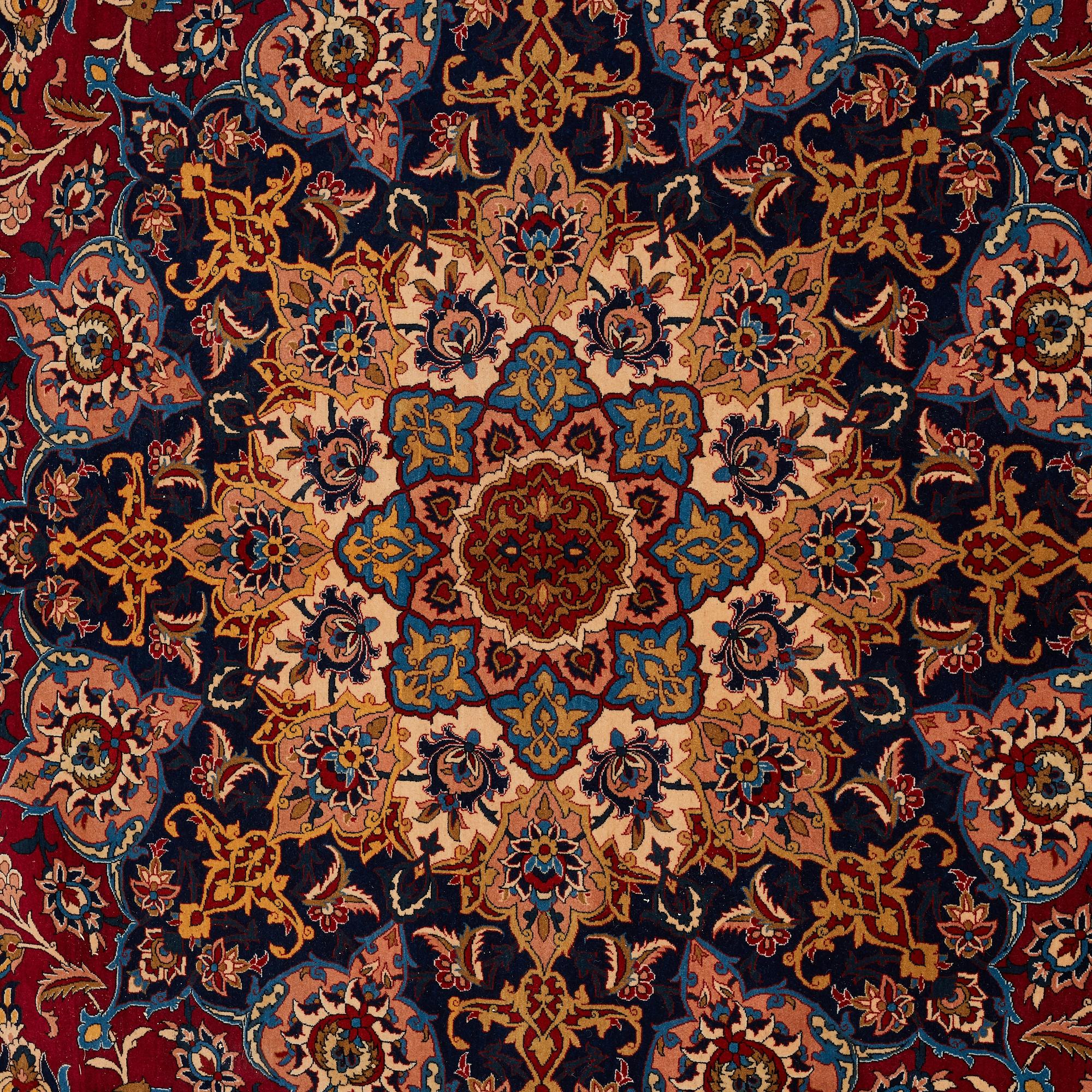 MATTA, old Isfahan, ca 347 x 252 cm (samt kortsidorna med 3 respektive 2,5 cm slätväv).