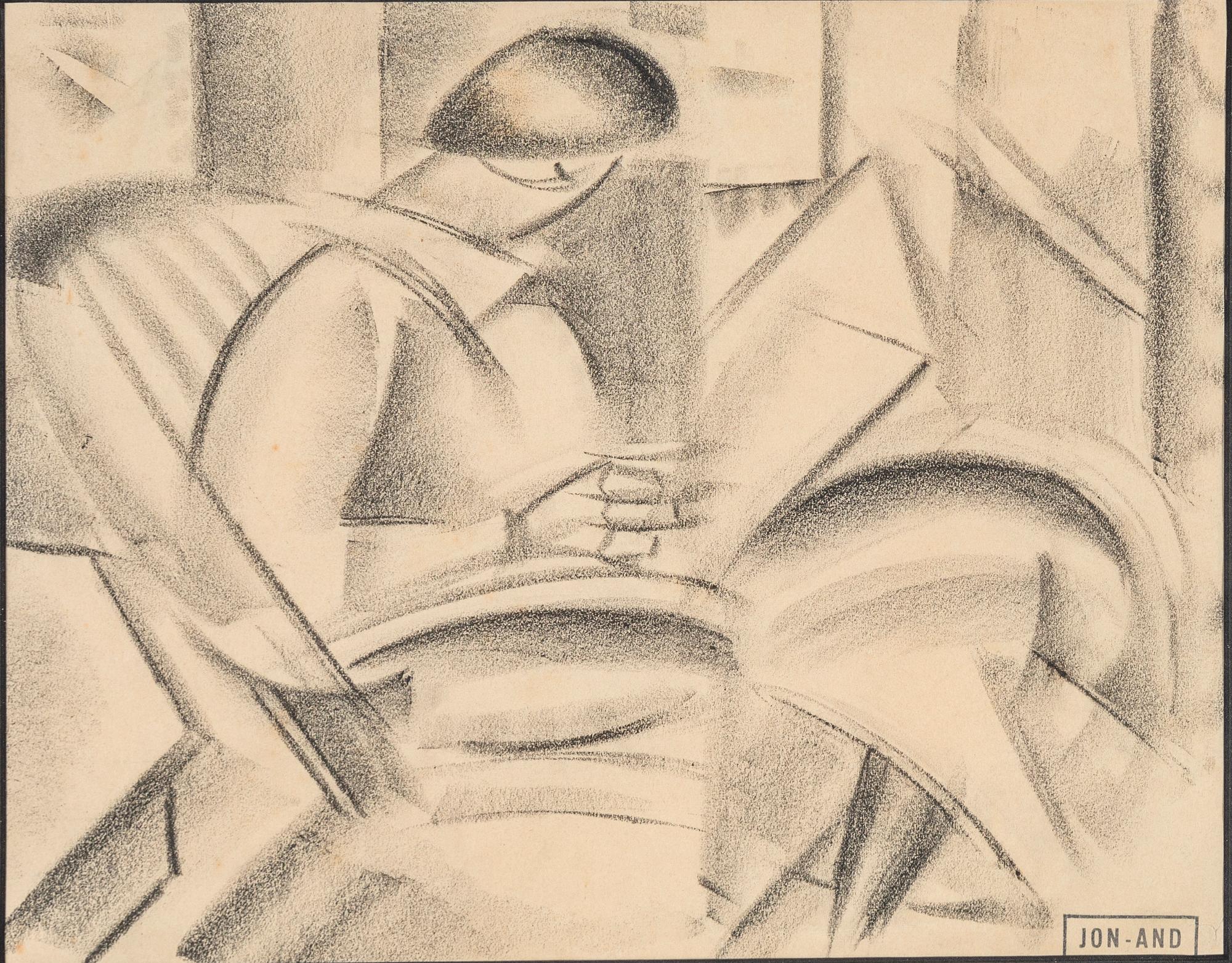 John Jon-And, kol på papper, stämpelsignerad.
