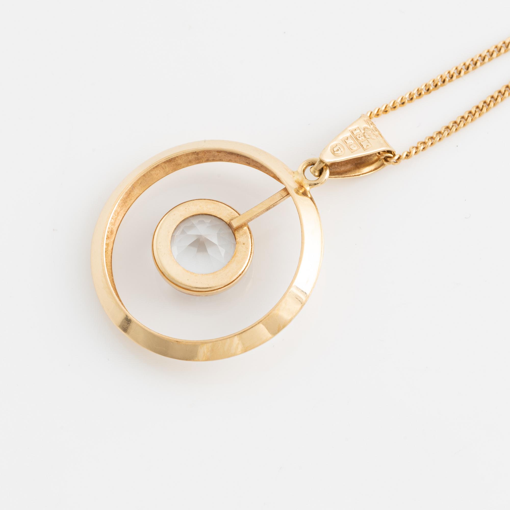 Hänge med kedja, 18K guld med vit sten.