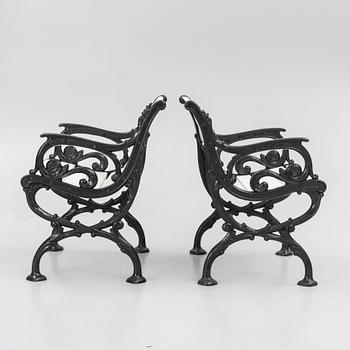 A pair of garden chairs, Melins Metallgjuteri, Anderstorp, second half of the 20th Century.