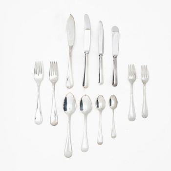 Bestickservis, 152 delar, silver, modell Svensk rund, GAB och Eskilstuna, Stockholm, 1962-90.