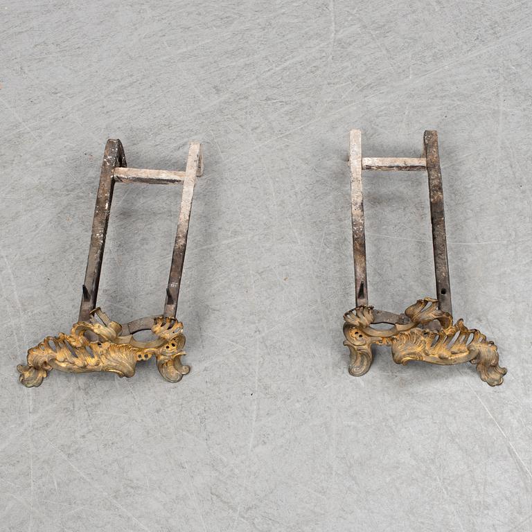 A pair of 19th century Louis XV-style andirons.