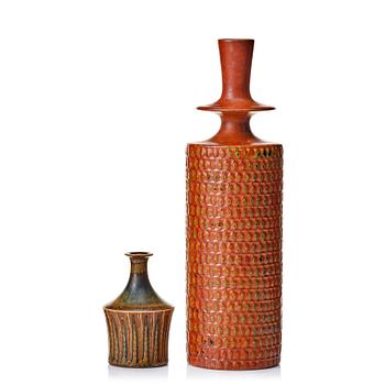 94. Stig Lindberg, two stoneware vases, Gustavsberg studio, Sweden 1963 and 1965.