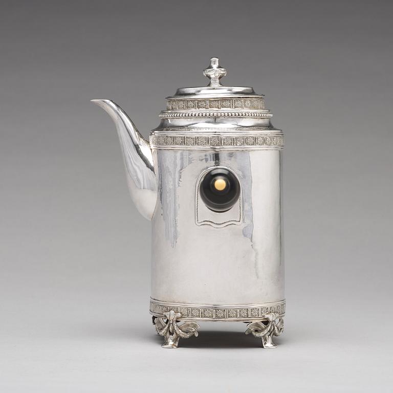 A Swedish 18th century silver coffee-pot, mark of Johan Stras, Stockholm 1783.