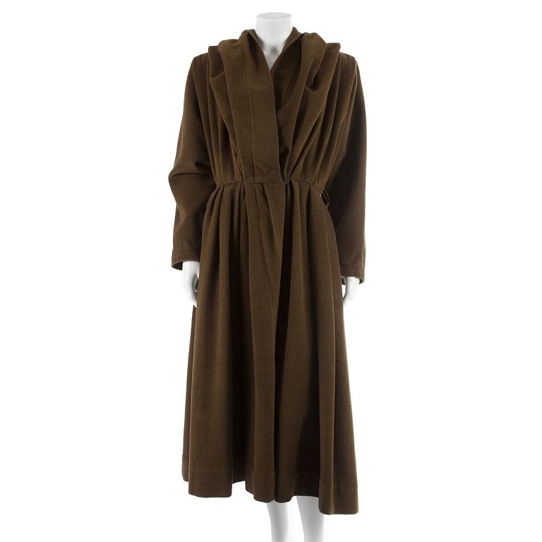 YVE SAINT LAURENT, a green wool and cashmere coat.