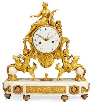 1074. A French Louis XVI mantel clock by M. F. Piolaine.