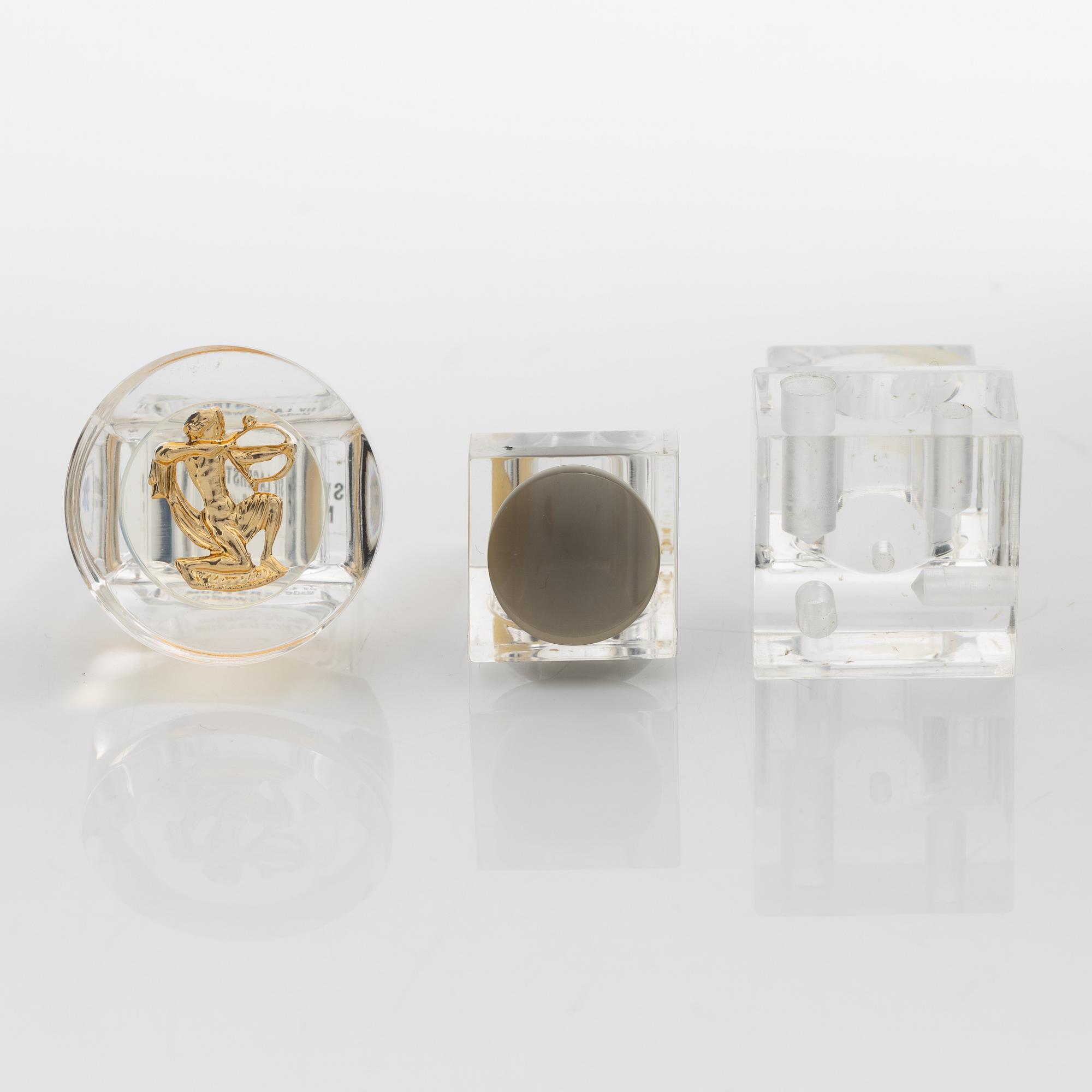 Siv Lagerström, three acrylic rings, 1970s.
