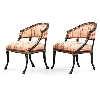 A pair of late Gustavian armchairs by Ephraim Ståhl (master in Stockholm 1794-1820).