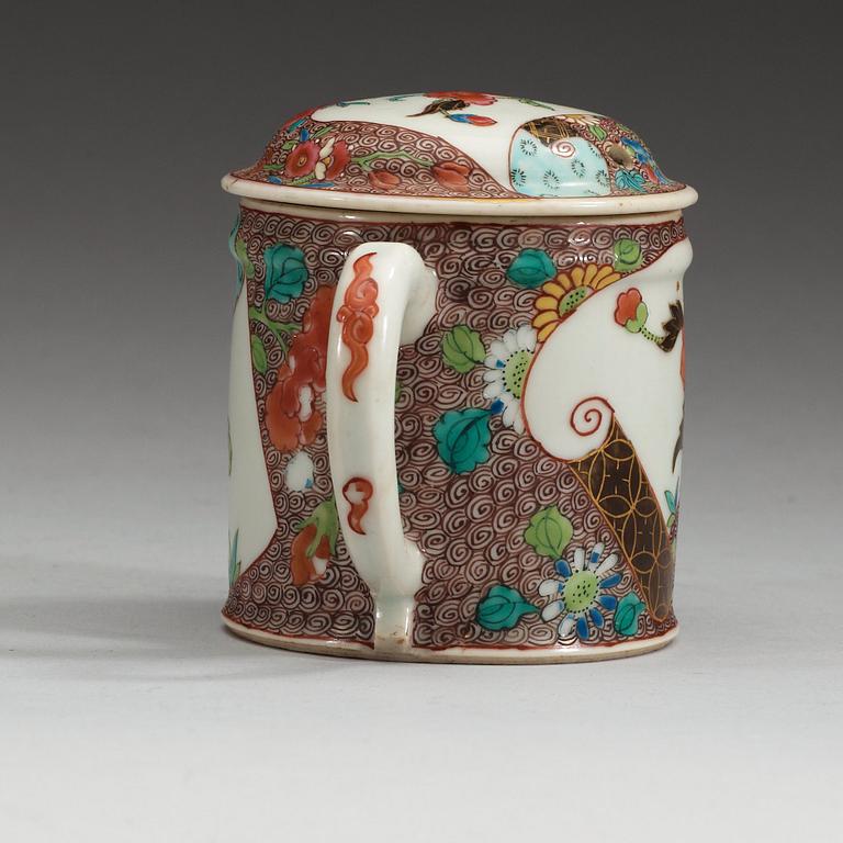 A famille rose mustard jar with cover, Qing dynasty, Qianlong (1736-95).