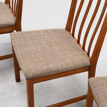 Karl Erik Ekselius, 4 walnut chairs, JO Carlsson Vetlanda, 1960's.