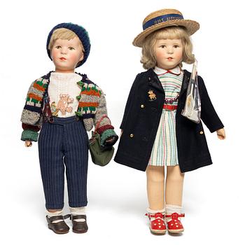 Dolls, two pieces, Käthe Kruse-like, likely Germany, 1930s/40s.
