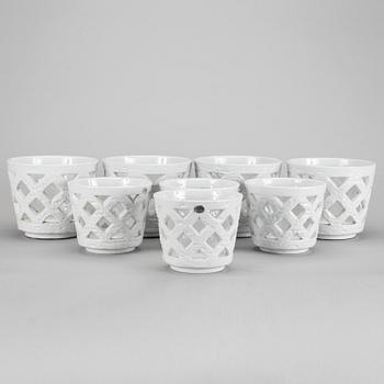 8 stoneware flower pots by Gunnar Nylund for Rörstrand, second half of 20th century.