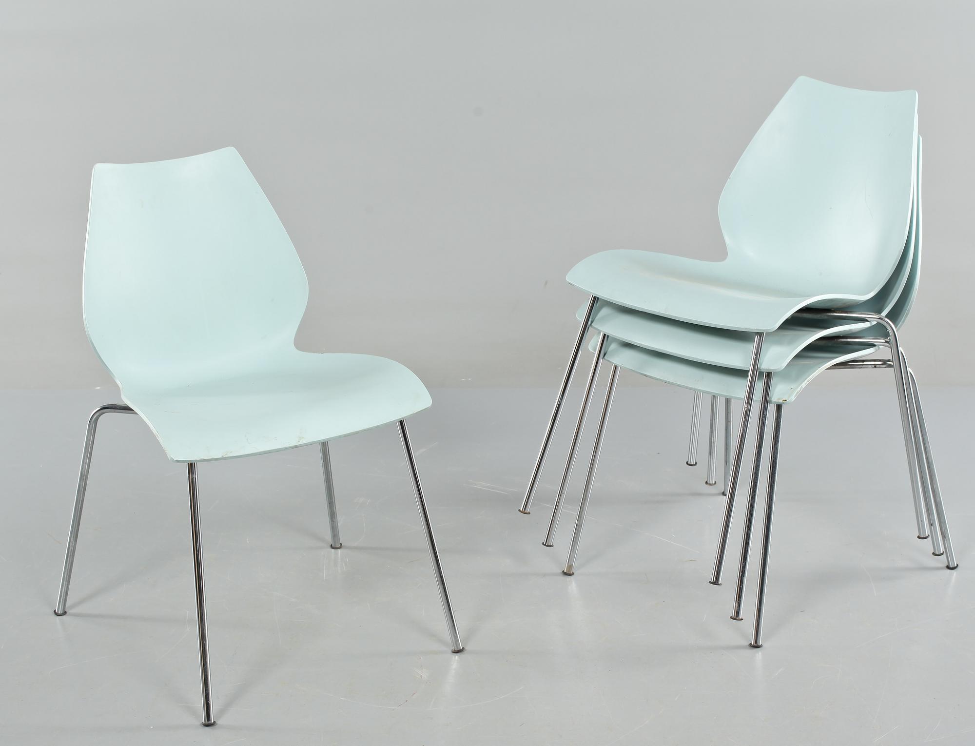 STOLAR, 4 st, "Maui", Vico Magistretti, Kartell, Italien, 1900-talets fjärde kvartal.