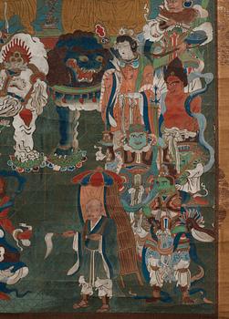 RULLMÅLNING, tusch och färg på papper. Japan, Edo period.