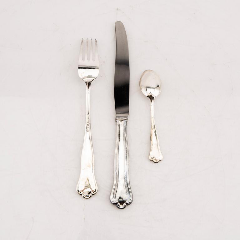 A Swedish 20th century set of 52 pcs of silver cutlery mark of Hallbergs Stockholm 1947/48 total weight 3132 grams.