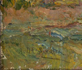 OKÄND KONSTNÄR, olja på duk, otydligt signerad A. De. Sirafek?, omkring  sekelskiftet 1900.