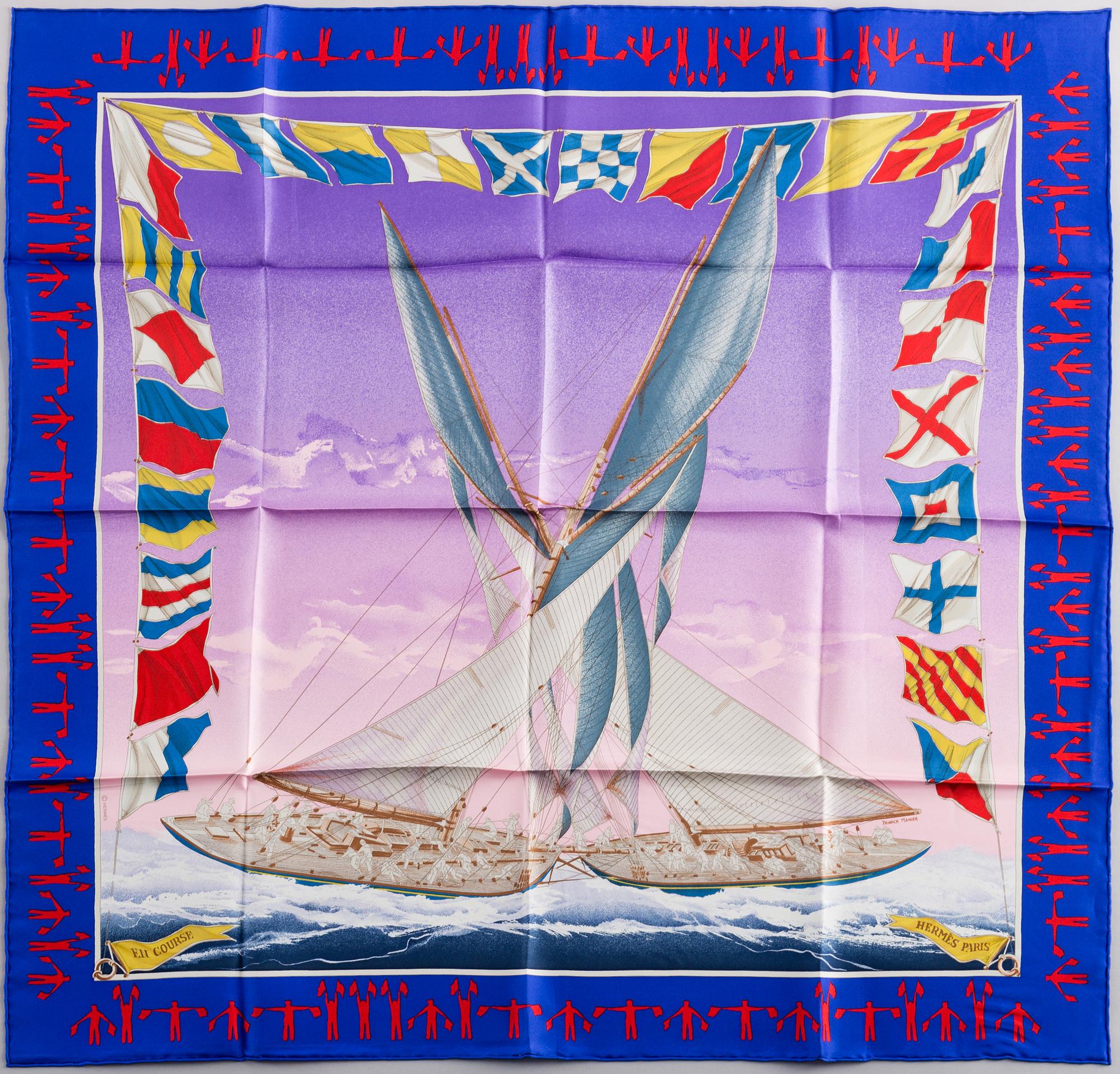 HERMÈS, scarf, 'En Course'.