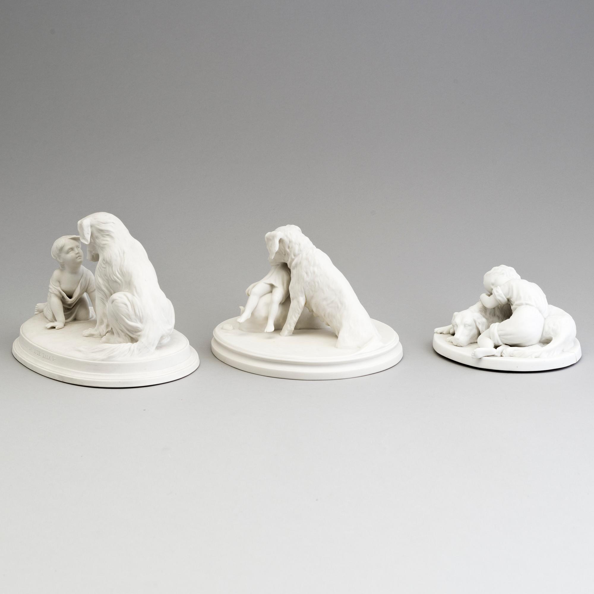 THREE PARIAN GROUPS, Gustafsberg, early 20th century.