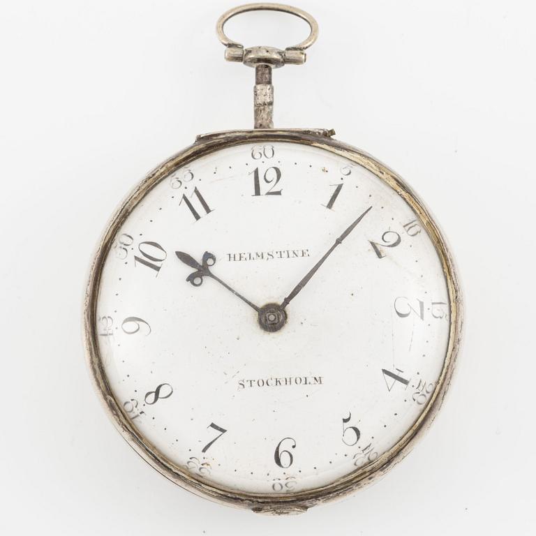 Pocket watch, silver, Helmstine, Stockholm, late 18th century.