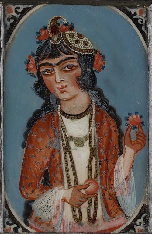 A Persian Glass painting from the Qajar dynasty.