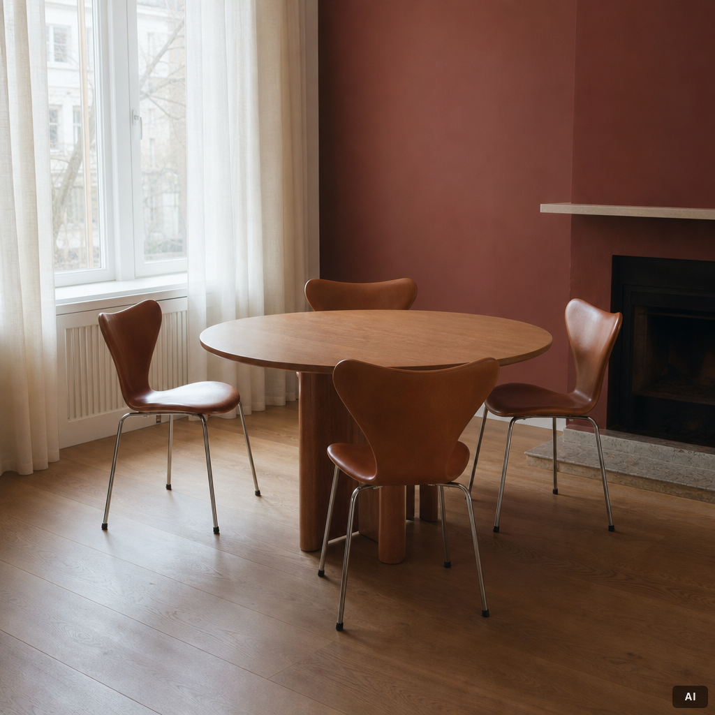 Arne Jacobsen, stolar, 4 st, "Sjuan", Fritz Hansen, Danmark, 2000-tal.