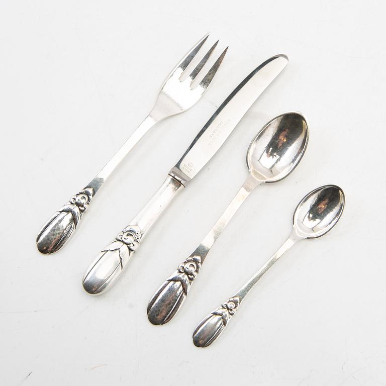Evald Nielsen, Sandwich cutlery, 31 pieces, silver, Denmark.