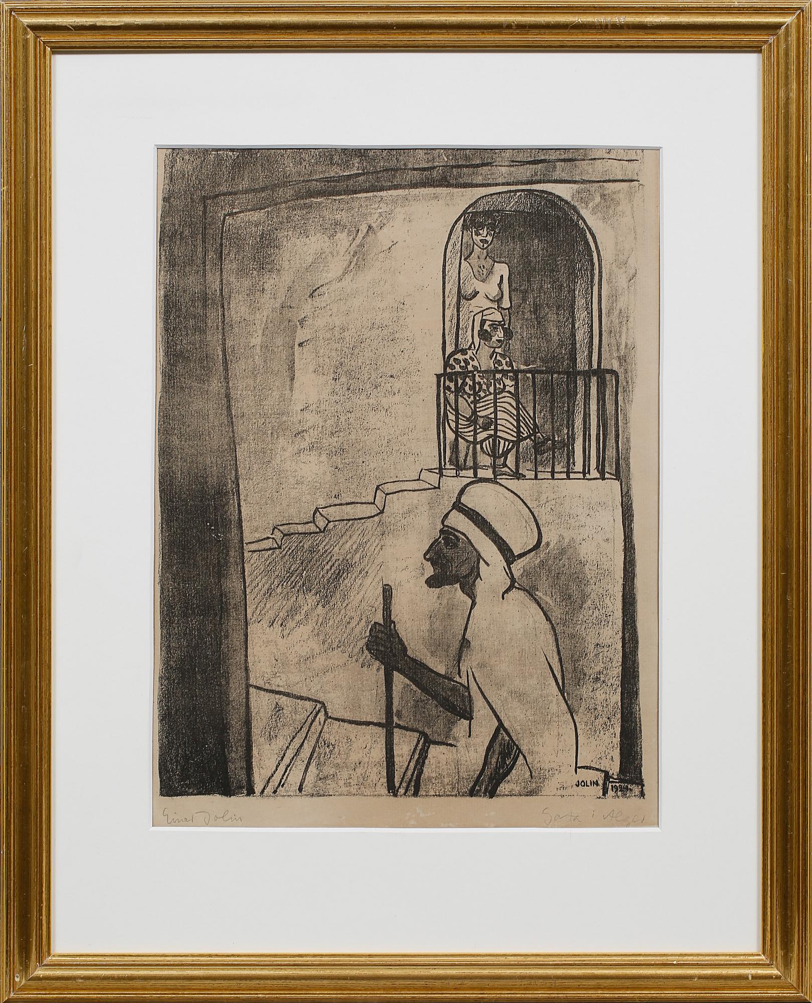 EINAR JOLIN, monoprint, signerad, även signerad och numrerad 1924 i trycket.