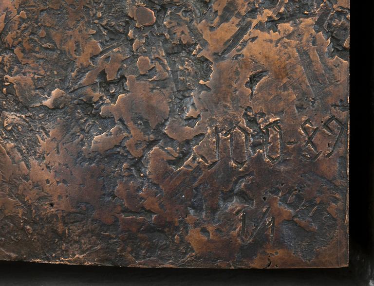 JUHA OJANSIVU, pronssireliefi, numeroitu 1/1, signeerattu ja päivätty -89.