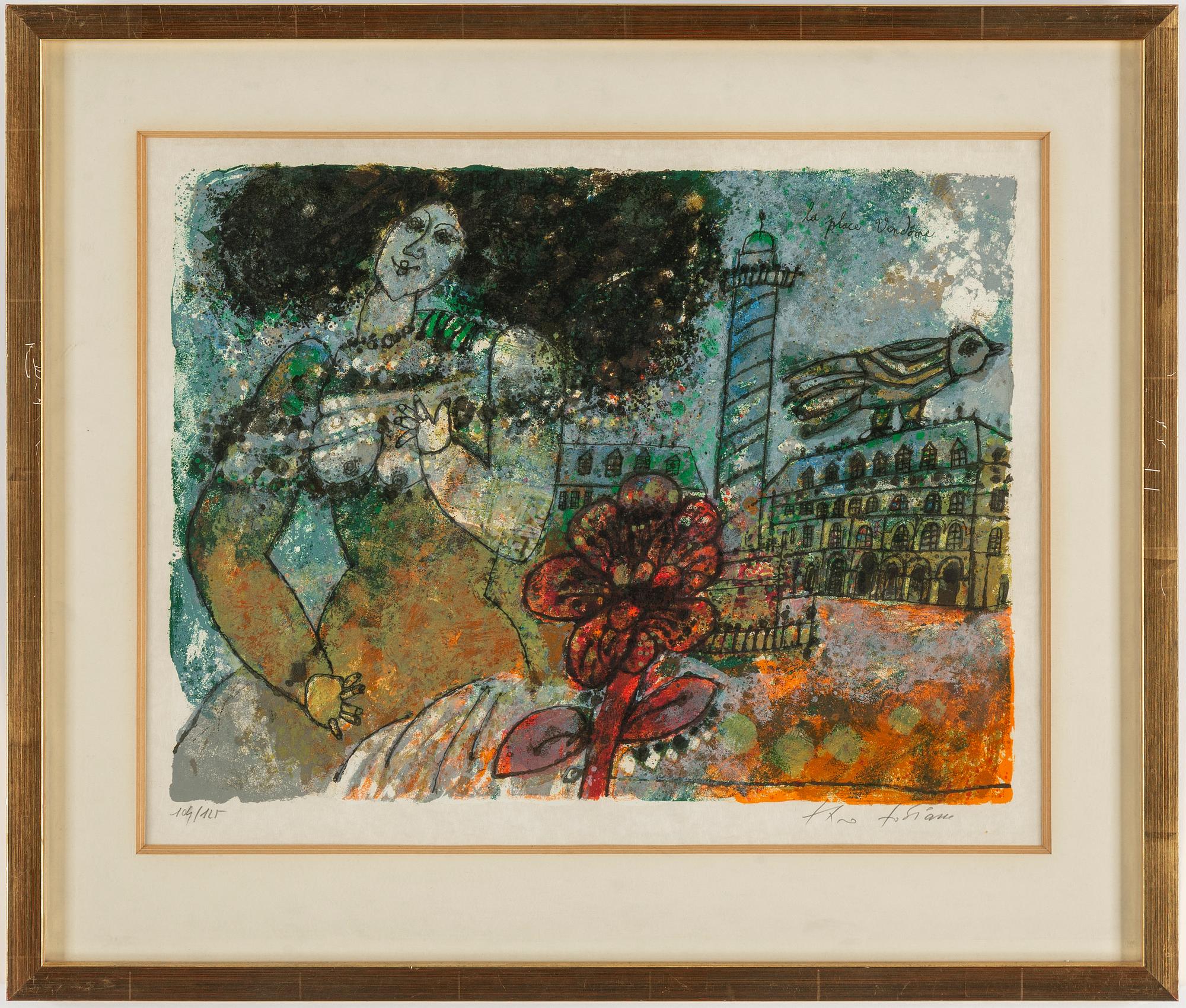 Three signed Theo Tobiasse lithographs.