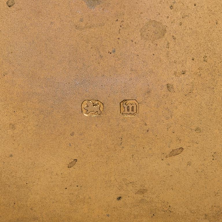 An English sterling silver cigarette case, maker's mark William M. Hayes, of Birmingham, 1896.
