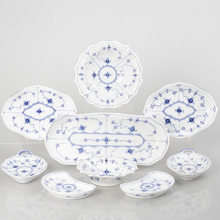 Service pieces, 9 pcs, porcelain, "Musselmalet", Royal Copenhagen, Denmark, partially 1898-1923.