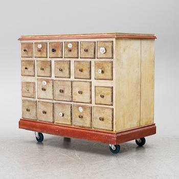 A painted spice-cabinet, first part 19th century.